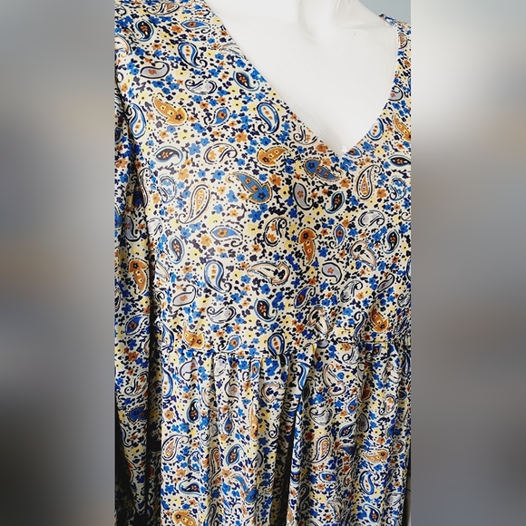 [X, 1X & 3X] DEX Plus Paisley Boho 3/4 Sleeve Midi Dress - Picture 8 of 14